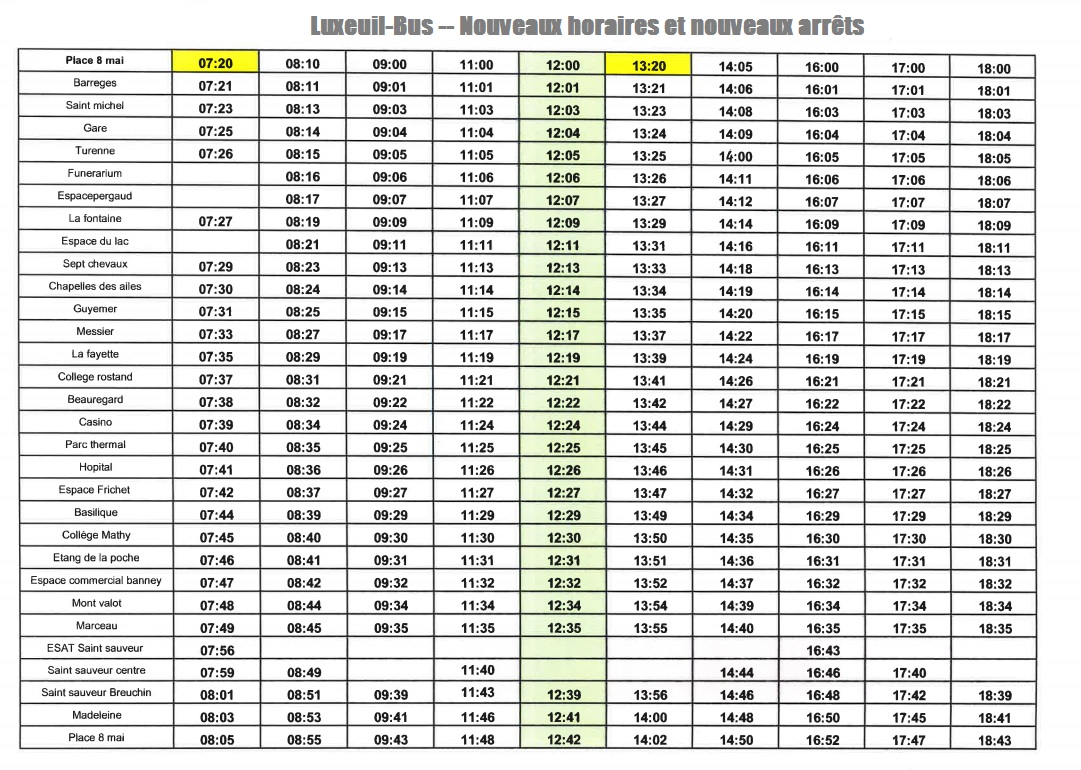 Nouvel arrêt et nouveaux horaires pour le bus ! – Mairie de Saint-Sauveur  (Haute-Saône)